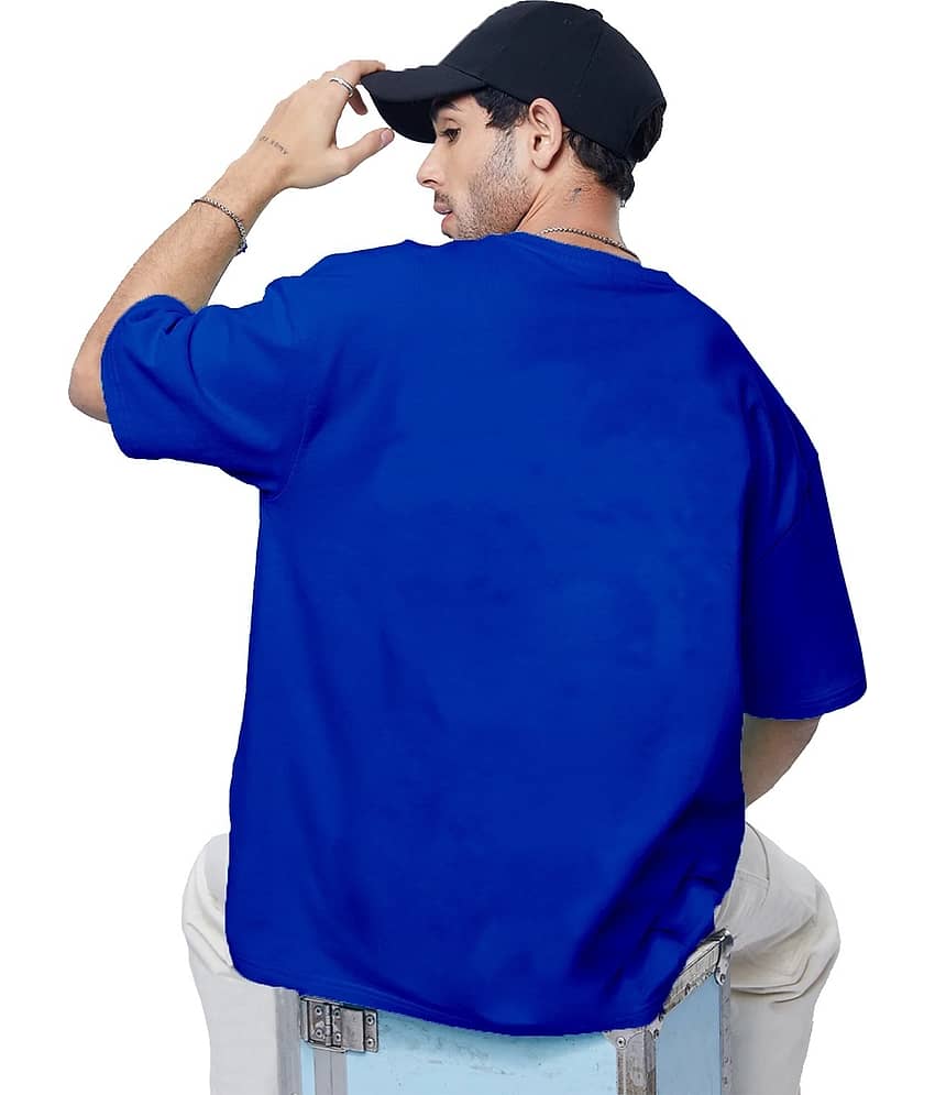 Leotude Cotton Blend Oversized Fit Printed Half Sleeves Men's Round T-Shirt - Blue ( Pack of 1 ) view 2