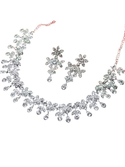 Silver-Plated Crystal Teardrop Necklace and Earring Set view 2