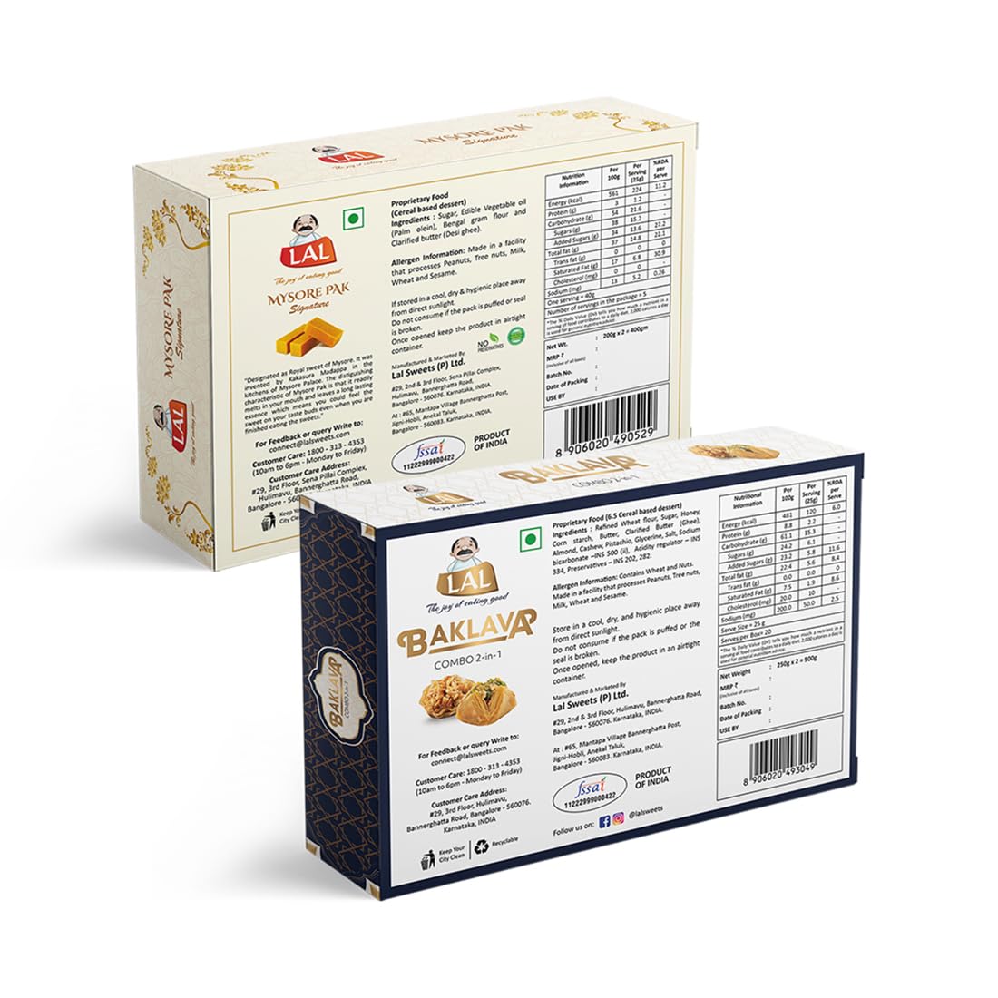 Lal sweets Mysore Pak, 400 gm & Baklava 2-In-1, 500 gm - Combo Pack view 2