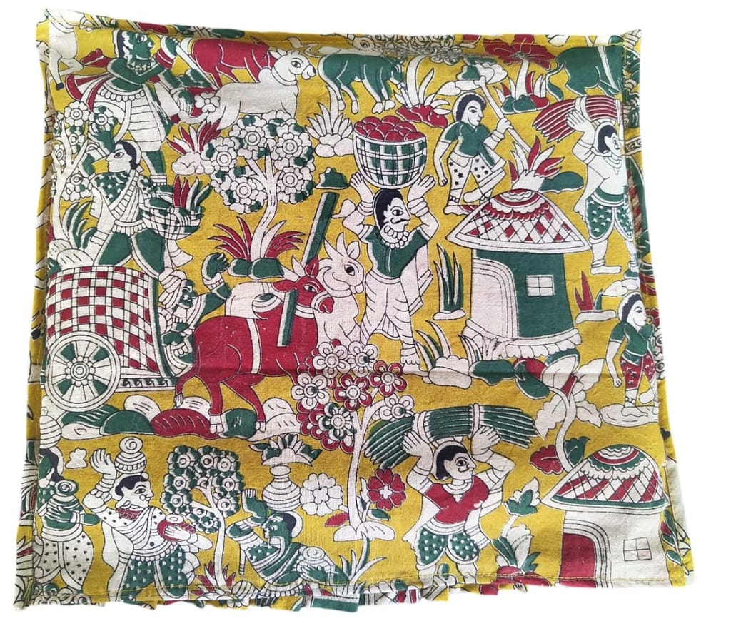Buy Kalamkari Print Cotton 1 SAREEE COVER Cushion Cover 16" X 16" Online at Low Prices in India view 2