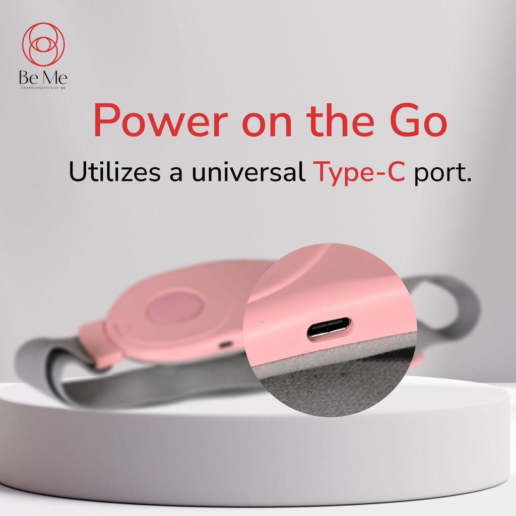 Be-Me-Cramp-Comfort-PRO:-Portable-&-Easy-to-use-with-Rechargeable-Bigger-Battery-|-3-Heat-Modes-&-3-Massage-Modes-for-Period-Pain-Relief-|-Bigger-Front-LED-Display-with-Battery-&-Temperature-Indication view 2