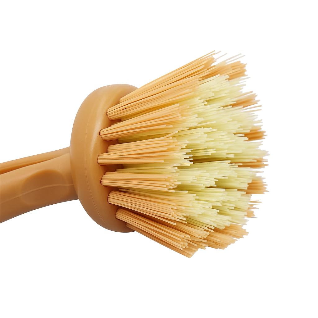 Kitchen Sink Scrub Brush � Heavy-Duty Ergonomic Plastic Handle � Round Bristle Head for Tough Cleaning � Dish, Pan & Surface Scrubber � Wash Basin Cleaning Brush � Dish Washer view 2