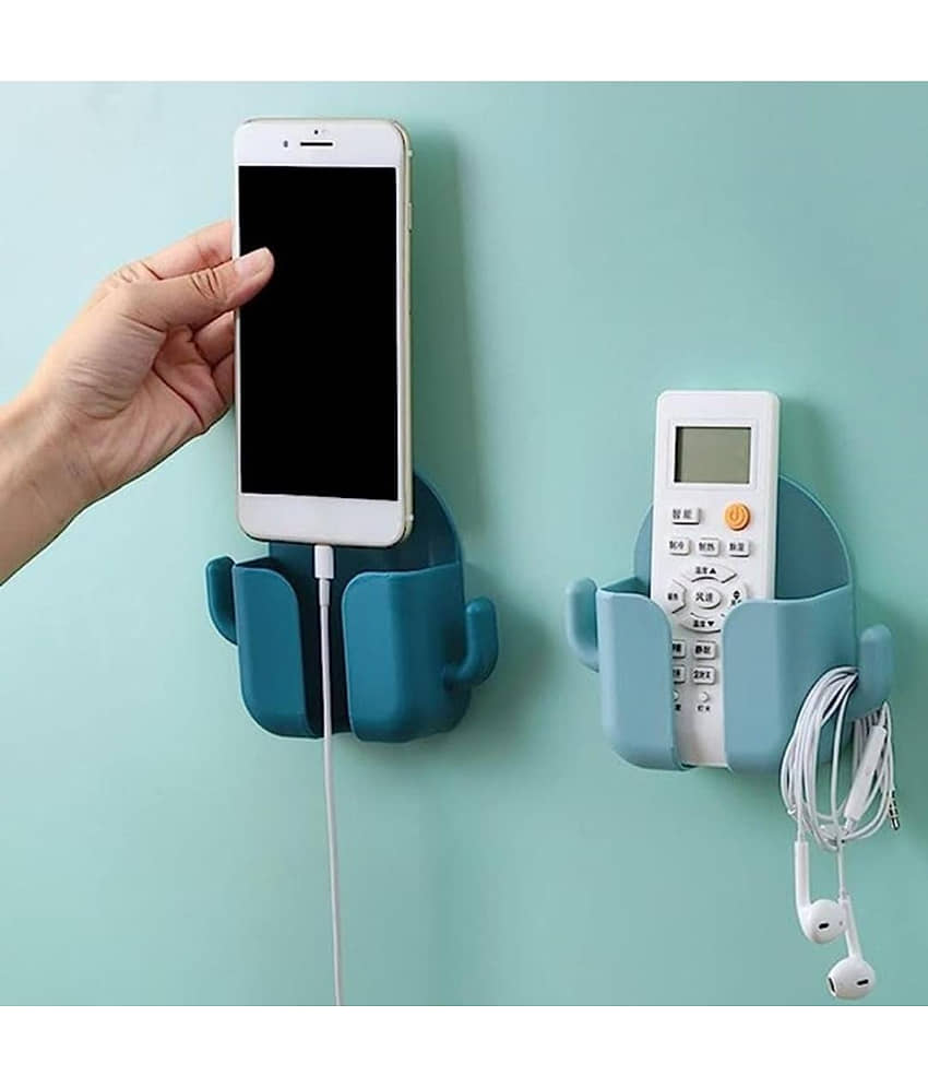 QitmirMKT 4 PC Wall Mount Key Remote Holder Mobile Charging Stand With 2 Hooks view 2
