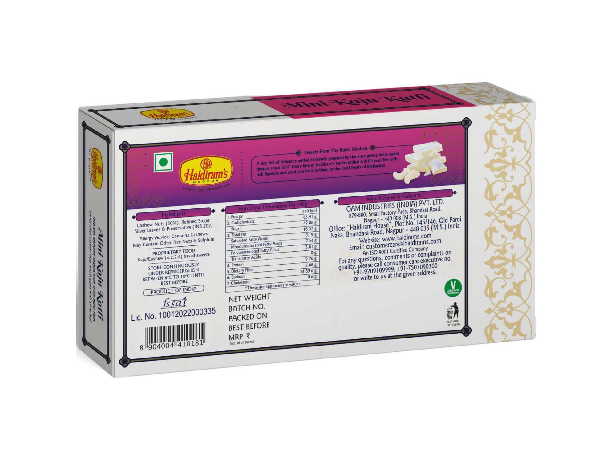 Haldiram's Mini Kaju Katli Packed Sweets - 250 Gm view 2