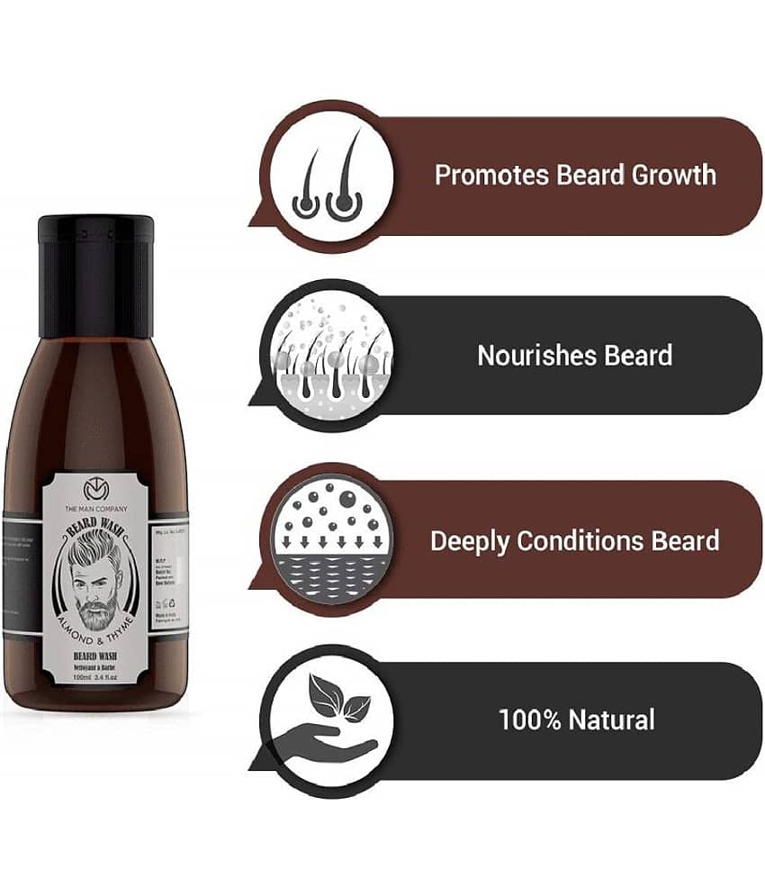 The Man Company Beard Care Combo Set For Men with Almond & Thyme | Beard Growth Oil & Beard Wash view 2