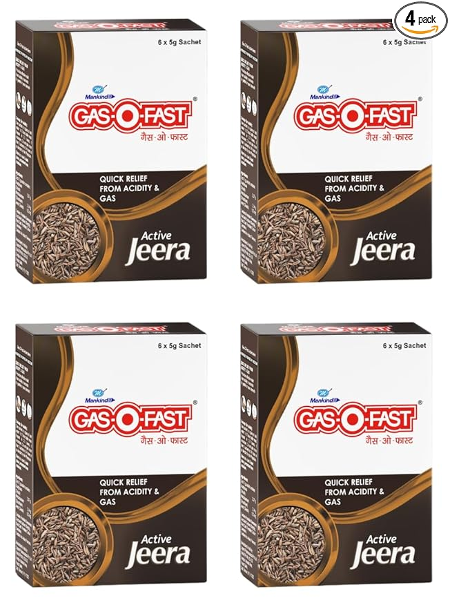 GASOFast Ayurvedic Antacid Jeera flavour (6 sachets*4 5 g each) (Pack of 4)