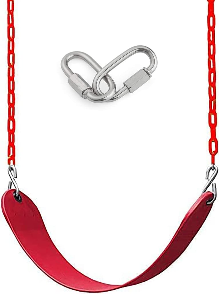 REZNOR High Back Full Swings Seats & Bucket Swing Heavy Duty with 1.5 Meter Chain,Playground Swing Set Accessories Replacement, 4 Oval Shape Stainless Steel Screw Link Snap Hooks for Kids, Adults view 2