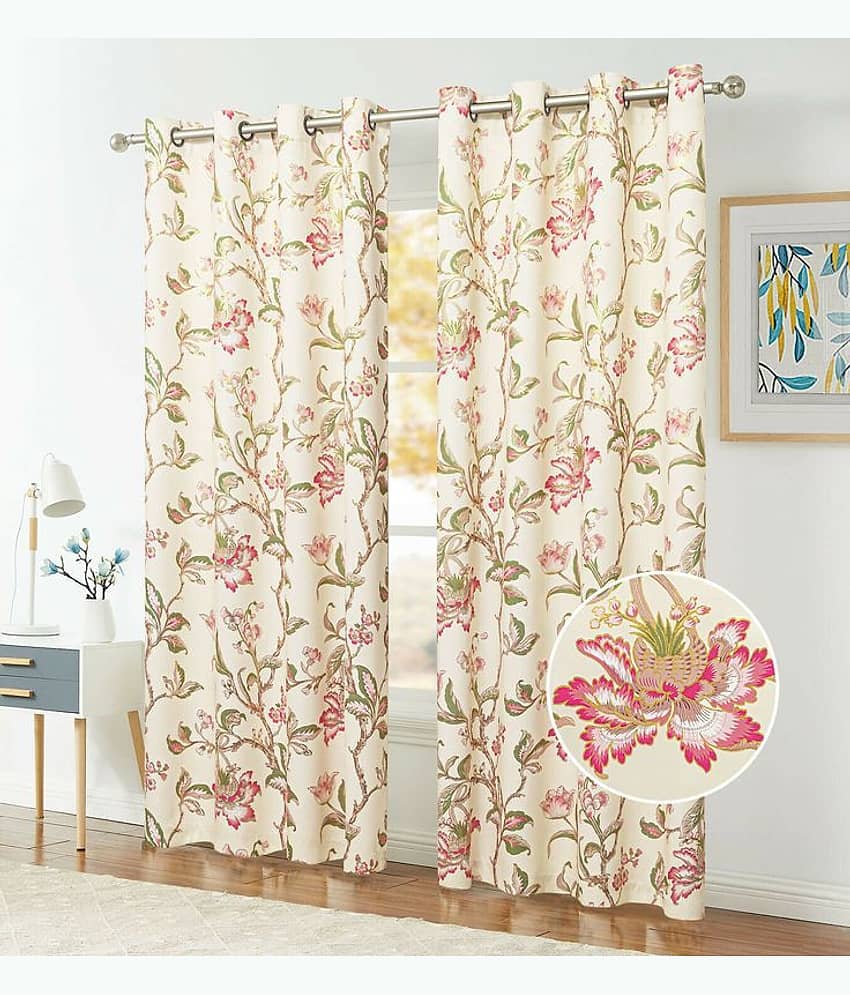 V21 decod Graphic Room Darkening Eyelet Curtain 7 ft ( Pack of 1 ) - Yellow