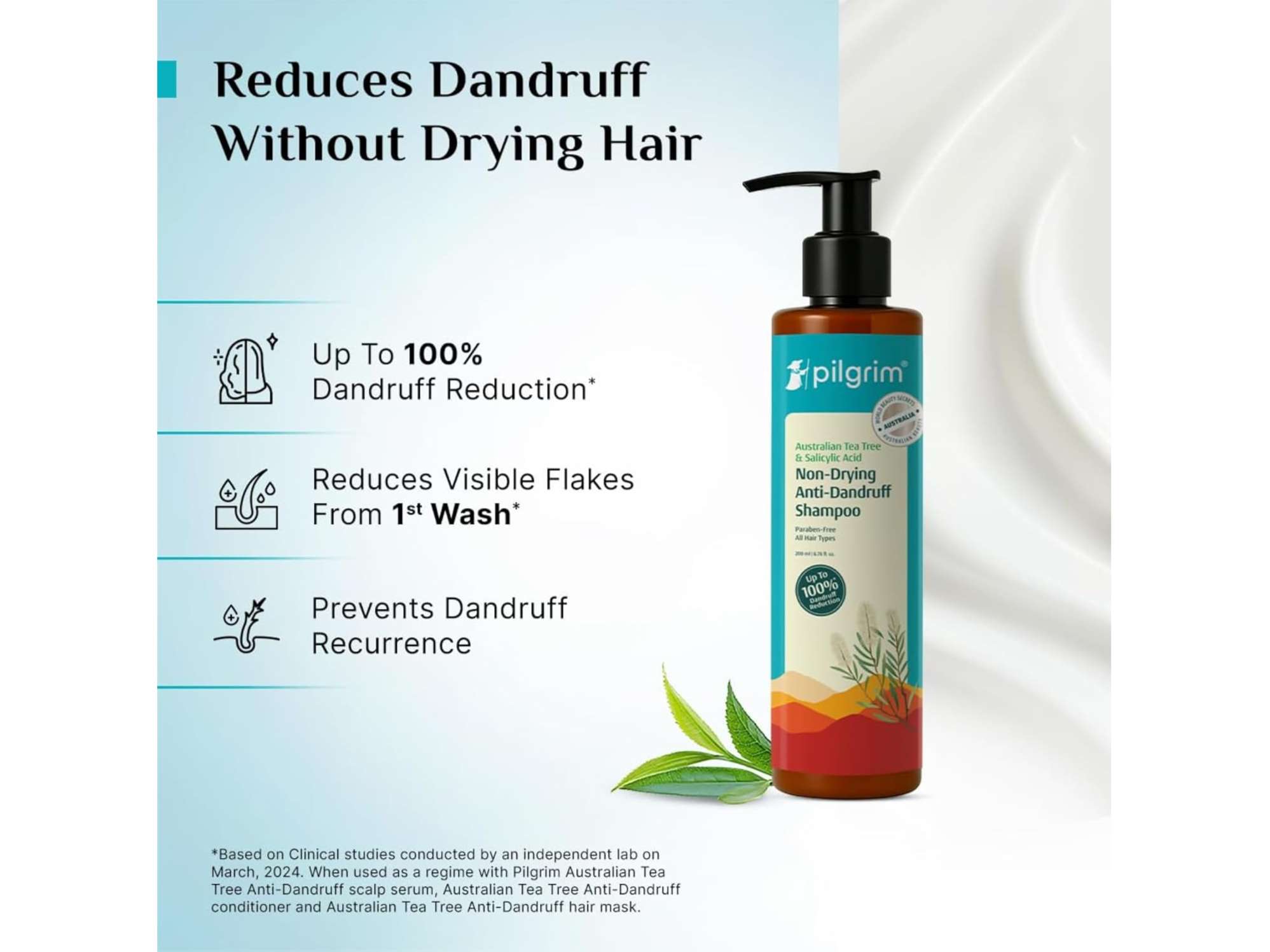 Pilgrim Australian Tea Tree Non-Drying Anti-Dandruff Shampoo - 200 Millilitre view 2
