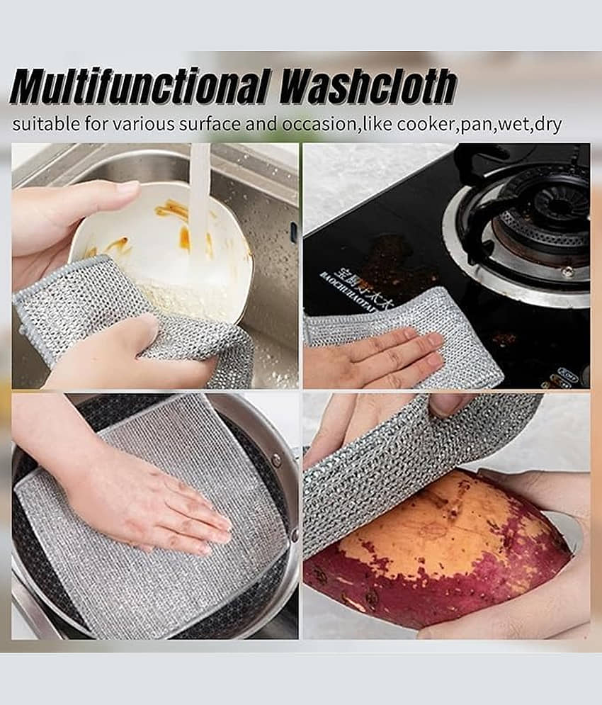 GEEO 1 Glove and 5 Cloth Steel Stainless Steel Scrub view 2