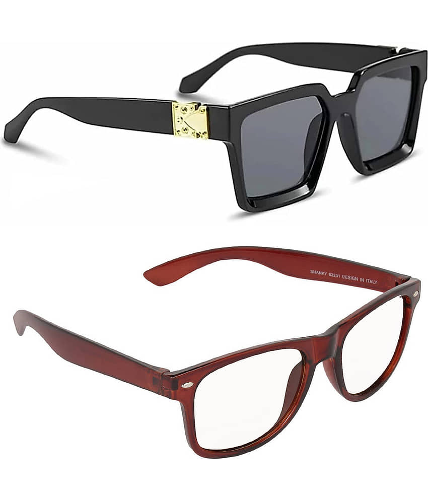 Kanny Devis - Black Rectangular Sunglasses ( Pack of 2 ) view 2