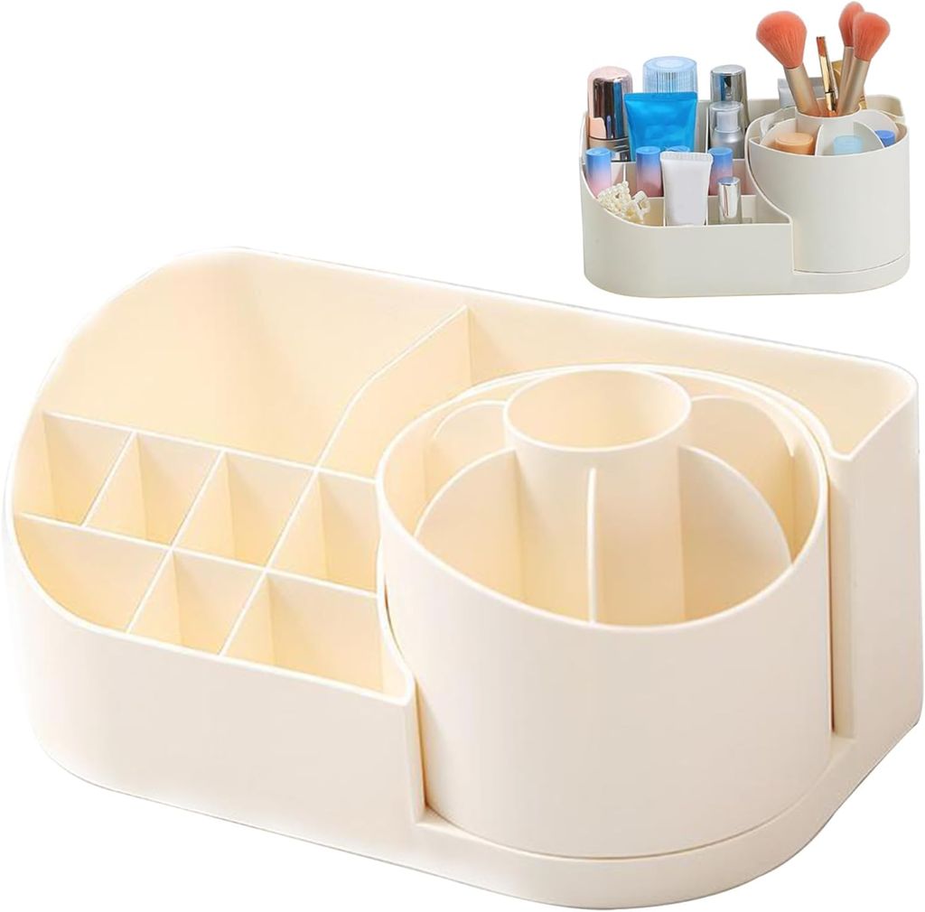 360 Degree Rotating Makeup Organizer Adjustable Cosmetic Storage Box