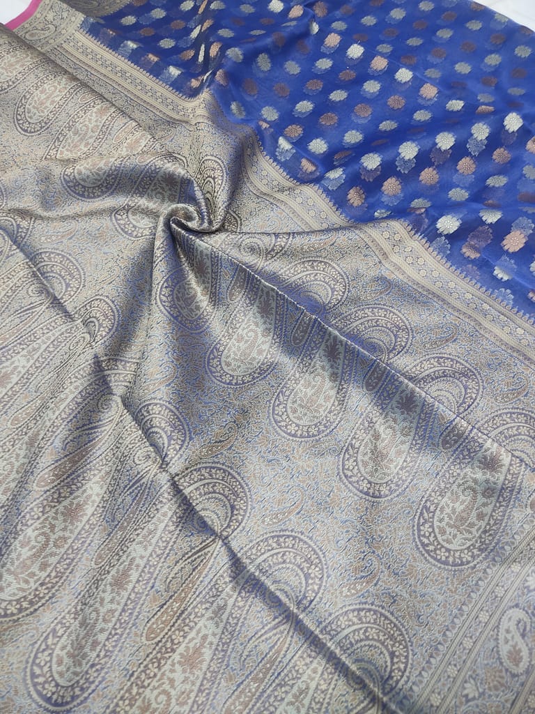 Banarasi Tissue silk saree with blouse view 2