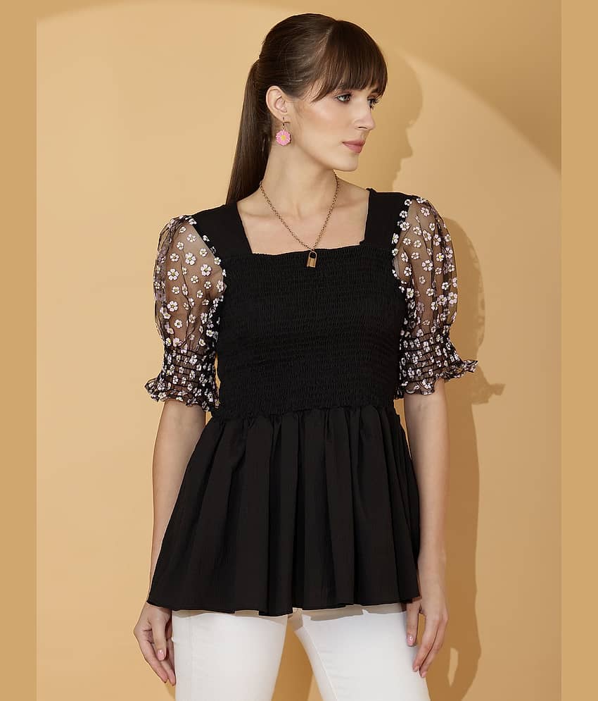 Sheetal associates Women's Crepe Regular Top ( Black ) view 2
