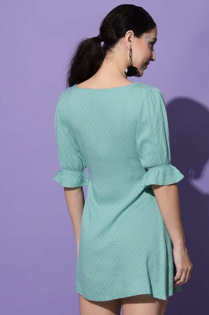 SHOPPING QUEEN Sea Green Viscose A-line Women's Dress view 2