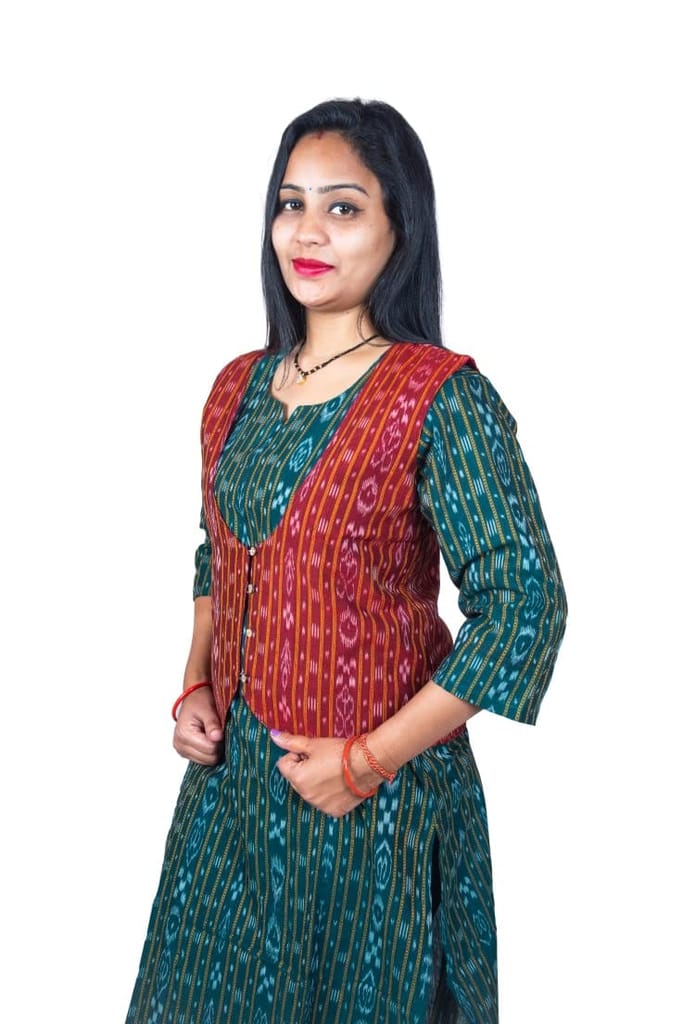 GHL � GUENDICHA HAAT LLP Sambalpuri Certified Handloom Women's Pure Cotton Jacket view 2