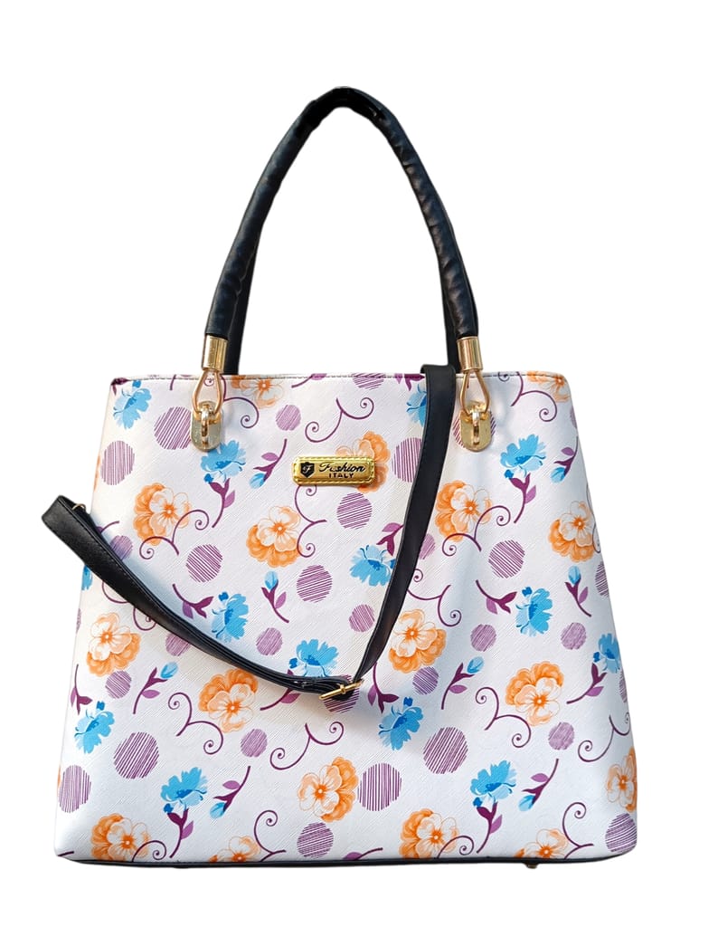 White and Blue Floral Handbag(White P)