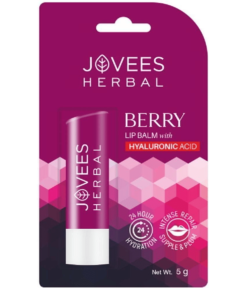 Jovees Herbal Berry Lip Balm with Hyaluronic Acid 24 Hour Hydration, 5gm (Pack of 1) view 2