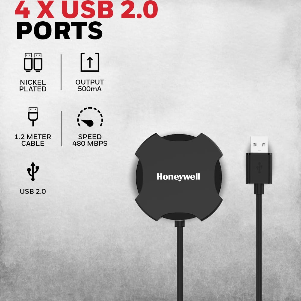Honeywell 4-In-1 Ultra Slim USB Hub 2.0 view 2