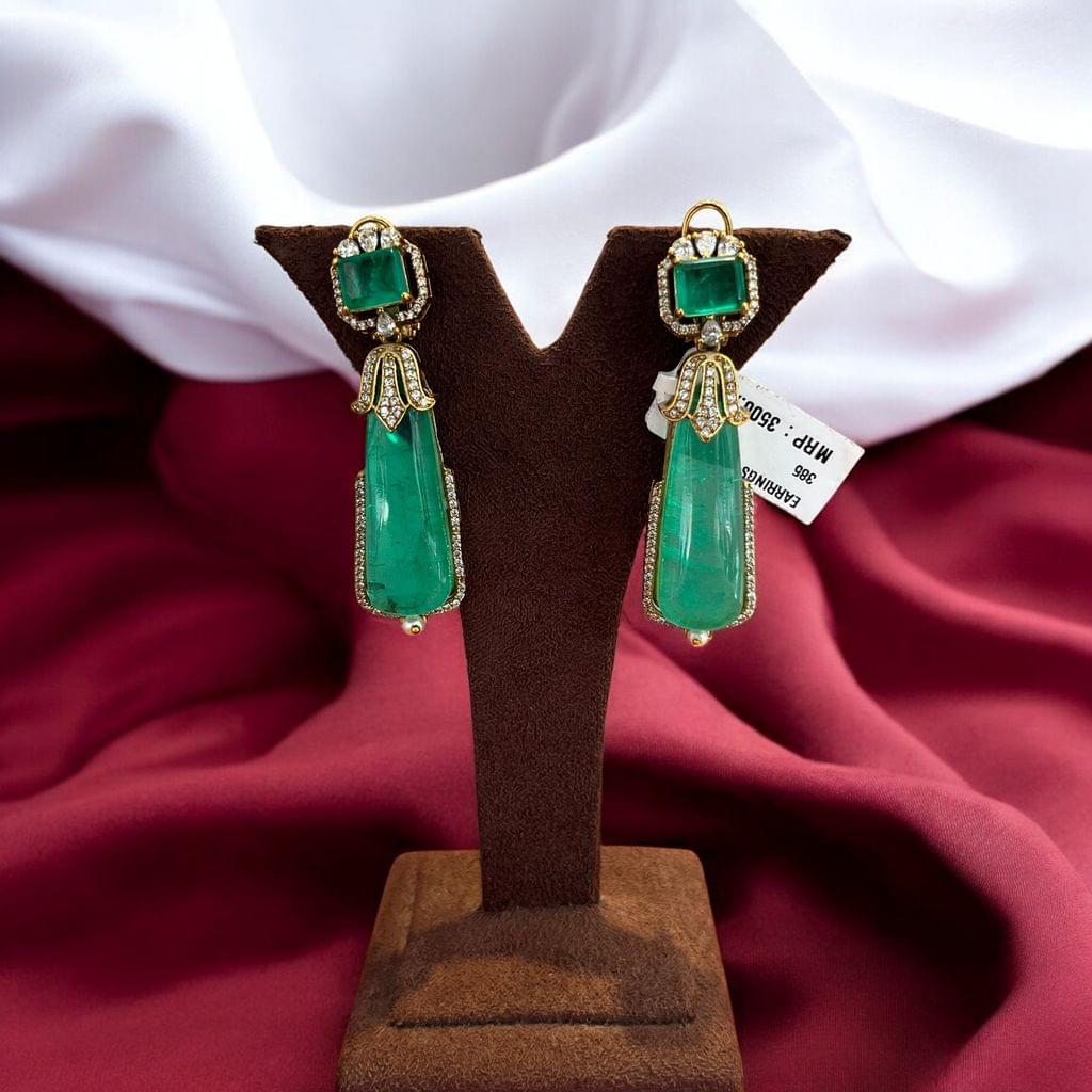 Emerald and Diamond Drops By Dia Art Jewels view 2