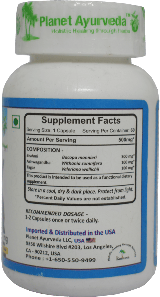 Planet Ayurveda Calm Easy - 60 Vegetarian Capsules - 500 mg - Planet Ayurveda view 2