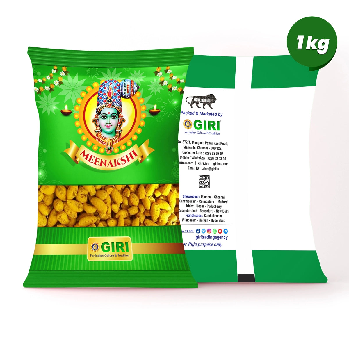 Giri Turmeric Finger | Haldi | Yellow Colour | Manjal for Pooja 1 Kg in Long Size view 2