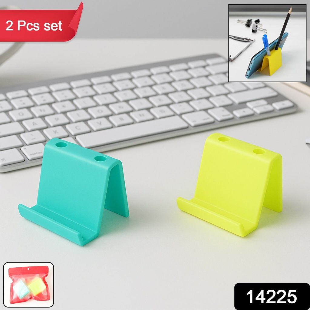 Multifunctional Plastic Mobile Phone Stand & Pen Holder (2 Pc & mix color) view 2