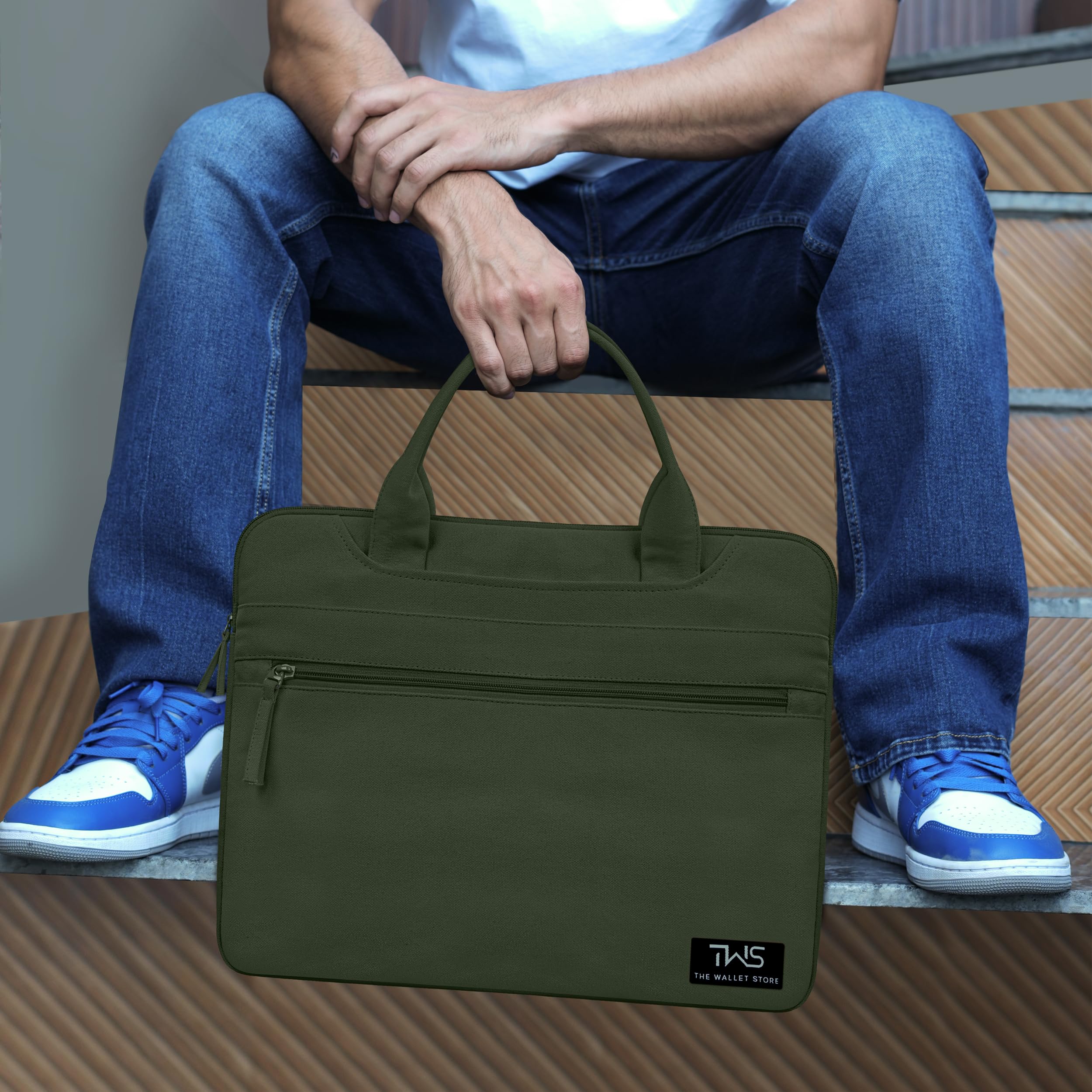 The Wallet Store EcoCarry Canvas Laptop Bag - Olive - 15 Inch view 2
