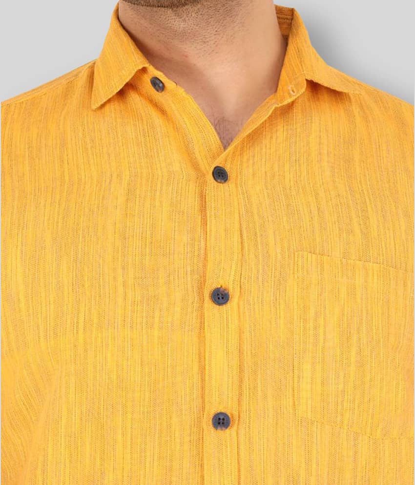 Latest Chikan - Cotton Blend Regular Fit Orange Men's Casual Shirt ( Pack of 1 ) view 2