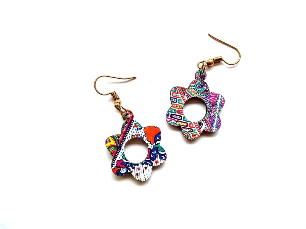 Artwork Wooden Earrings - Flora Earrings in assorted Artworks view 2