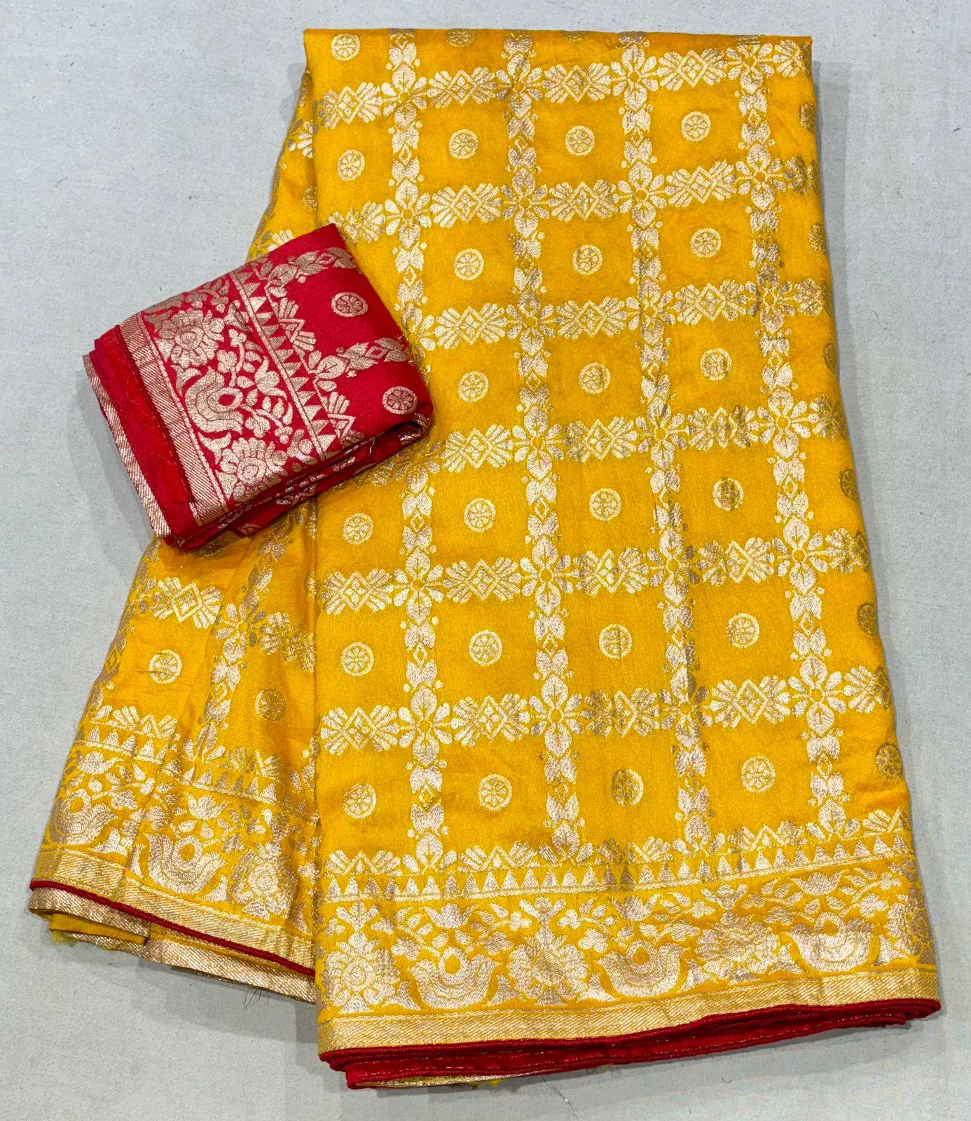 Dola silk fabric with 2side havi zari border Sarees