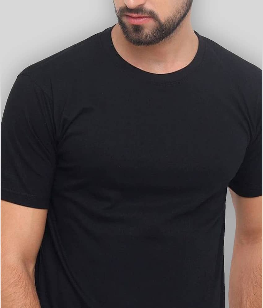 SKYRISE Pack of 1 Cotton Slim Fit Men's T-Shirt ( Black ) view 2