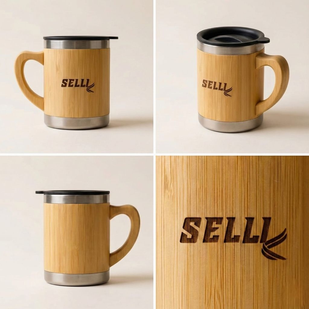 Eco-Friendly Bamboo Coffee Mug with Stainless Steel Inner view 2