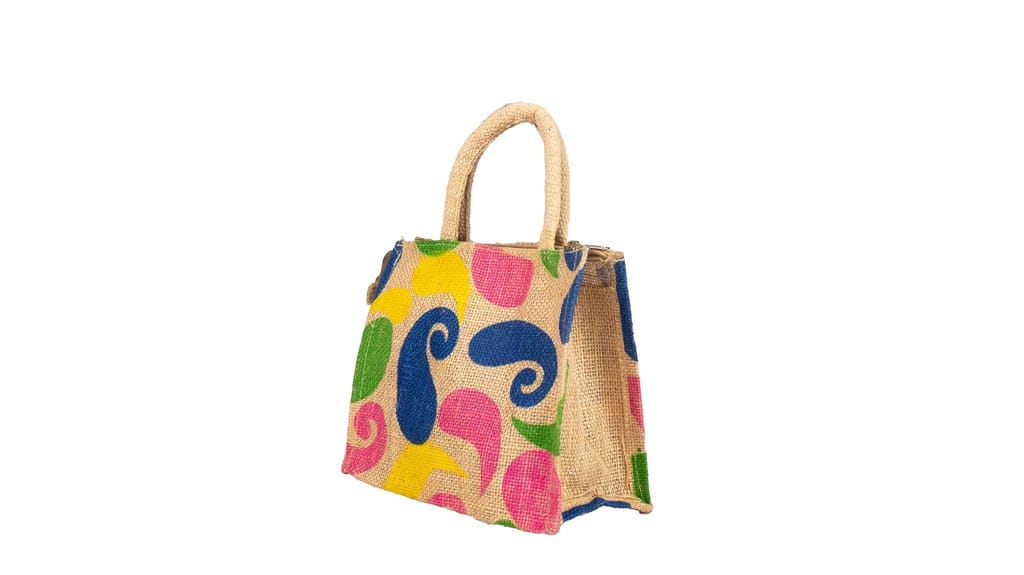 Colorful Hand - Painted Jute Bag view 2
