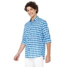 Mufti Blue & White Bold Check Shirt view 2