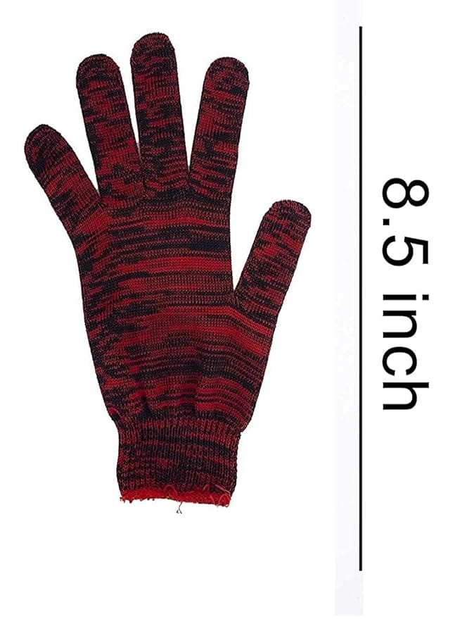 Unisex Red and Black Knitted Wool Gloves for Men and Women view 2