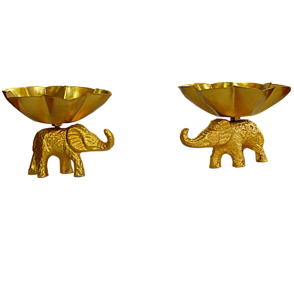 Elegant Metal Tea Light Candle Holder Set of 2 for Home Decor view 2