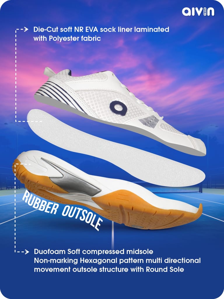 AIVIN Attract Unisex White Badminton Shoes view 2