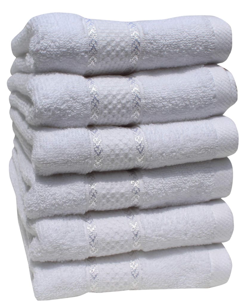 Mandhania Premium Cotton Hand Towels for Home, Hotel & Spa, Super Absorbent & Soft, Antibacterial 550 GSM White Cotton Hand Towels Pack of 6 view 2
