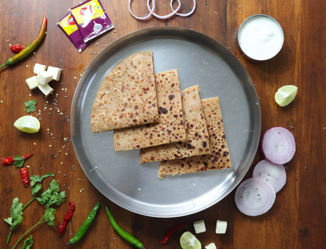 Paneer paratha plate