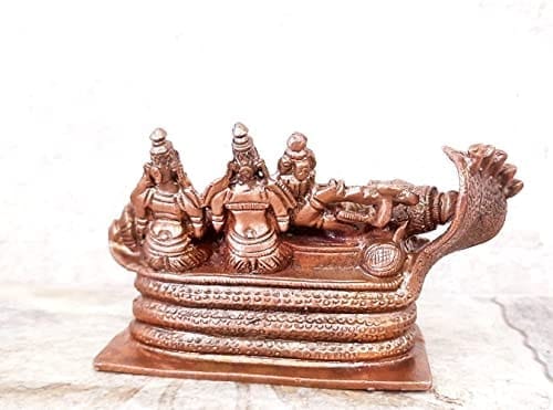 Searchers Paradise - Copper Idols Sri Ranganathar with Goddess Lakshmi,2.6 inches, Copper Handmade 530 Grams, Patina Antique Finish, Pack of 1 Piece view 2
