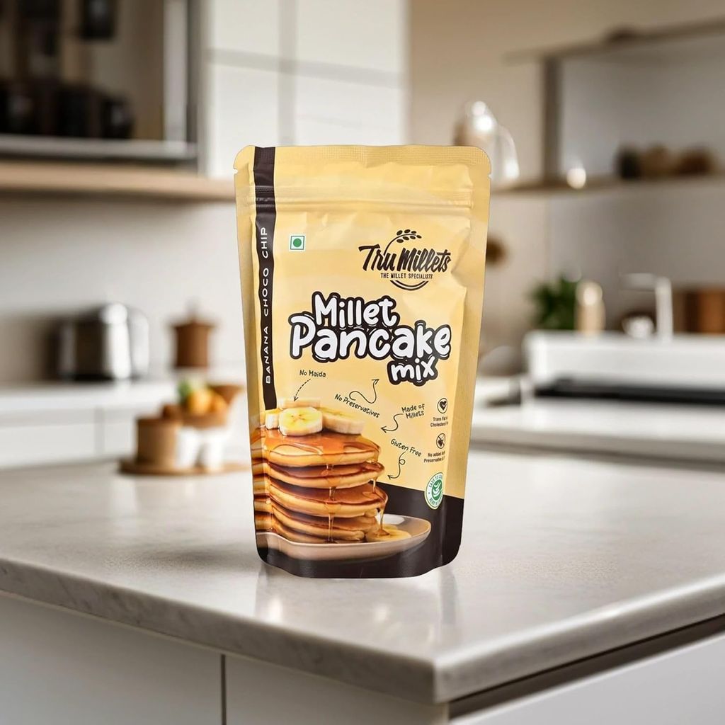 Trumillets Bannan Choco Millet Pancake | Instant Breakfast Mix | 100% Vegetarian Eggless Healthy Breakfast for Kids & Adults | No Added Maida | No Refined Sugar (Each 150 Gm Pack of 2)