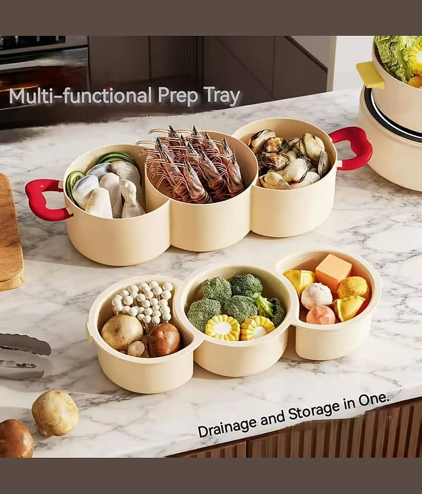 Multipurpose Double Layer Plastic Washing Basket with Drain Tray for Kitchen view 2