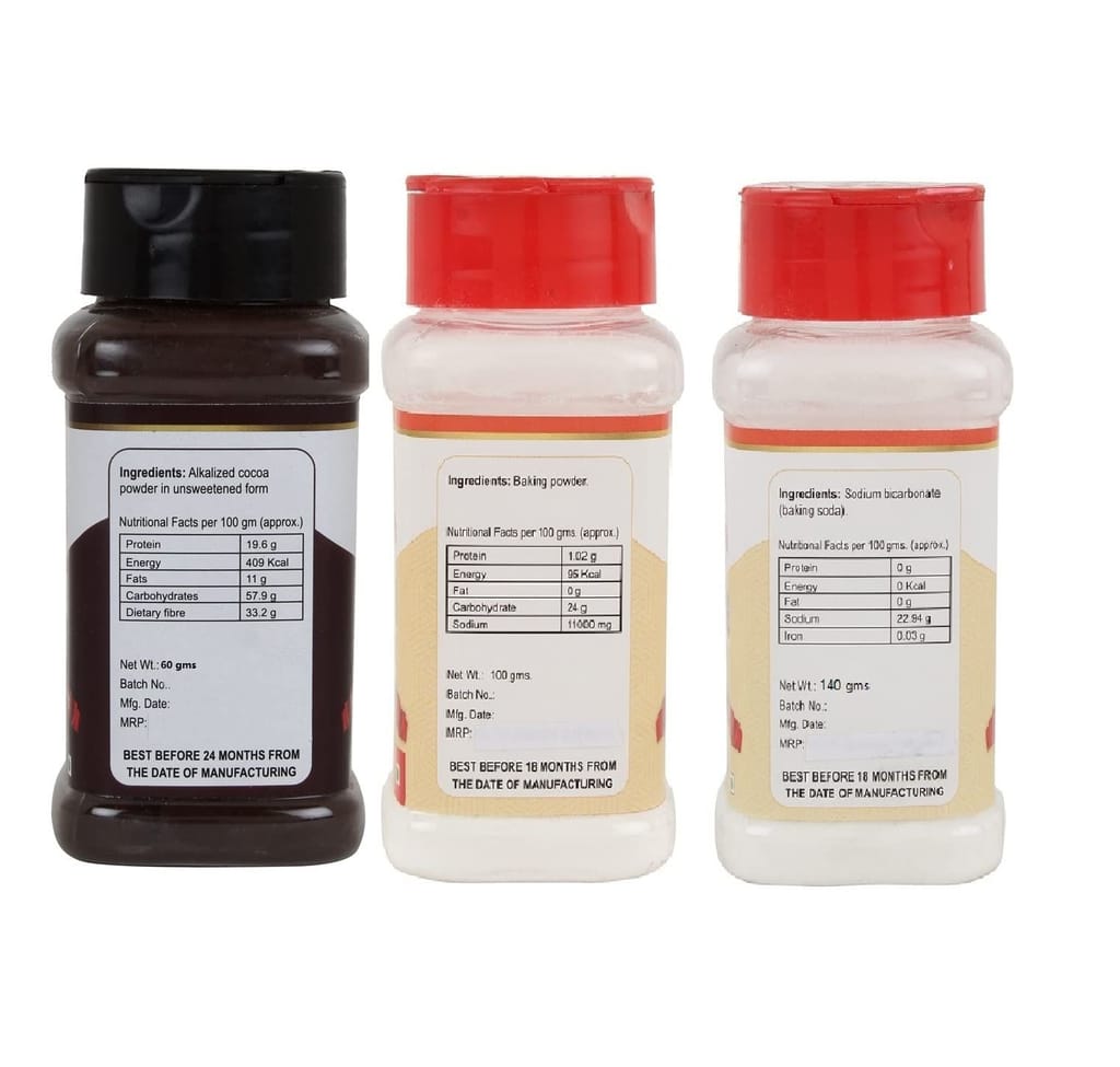 foodfrillz Cocoa Powder + Baking Powder + Baking Soda, 300 g, Pack of 3 view 2
