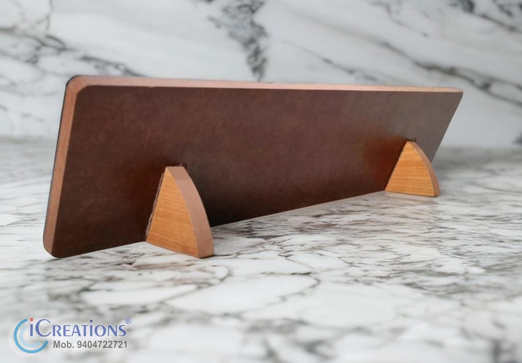 iCreations Custom Wooden Desk Nameplate for Office with engraved Letters (2.5x10 Inch) view 2