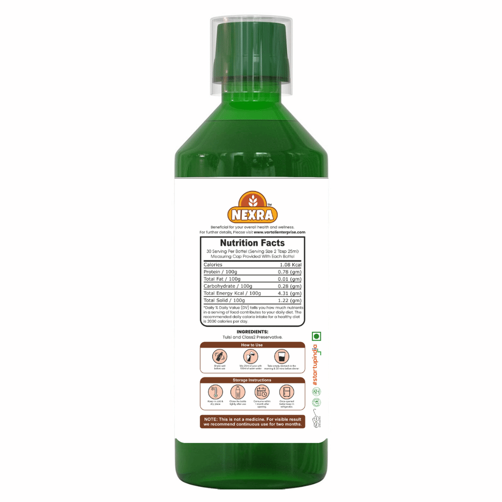 Nexra - Tulsi Juice - 750ml | Pure Natural Extract | Supports Immune Health, Stress Relief, Energy Boost, Better Sleep | Plant Based | Ayurvedic Cough Reliever view 2