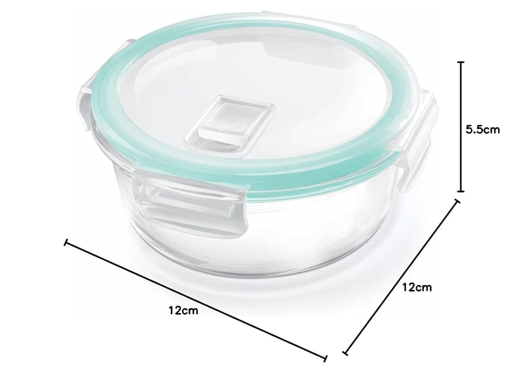 Treo by Milton Hi Borosilicate Clip Fresh Round Container, 200 ml, 1 Piece, Glass view 2