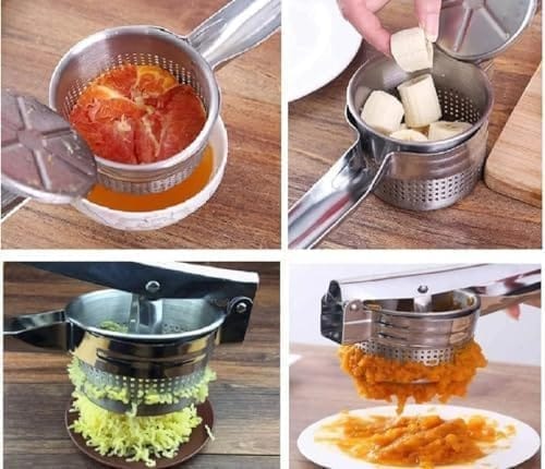 VillWin Multifunctional Hand Press Stainless Steel Potato Squeezer | Pressers Mashers for Mashed Potatoes with Ergonomic Handle Vegetable Food Masher Machine view 2