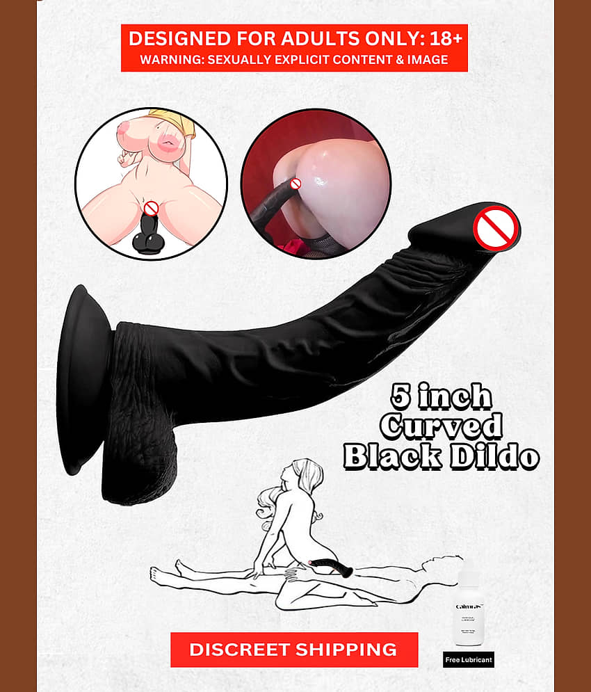 Black Realistic 5 Inch Dildo for Women Vagina and Anus with Strong Cup C Shape Silicone Artificial Penis Sex Toy