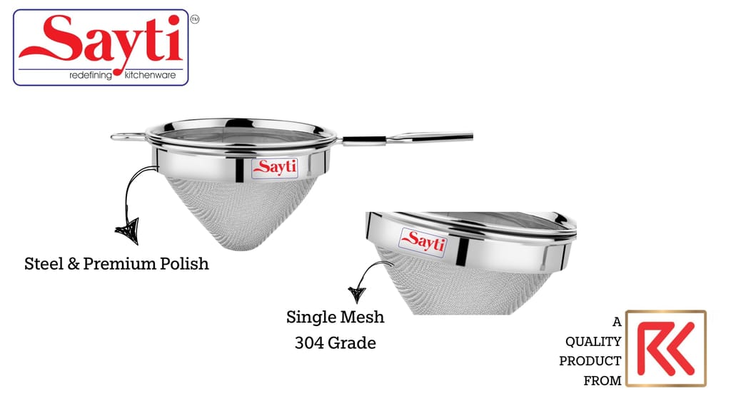 RK Sayti Stainless Steel Conical Strainer, 304 Grade Single Mesh, Premium Polish, Pack of 2 (Medium and Large) view 2
